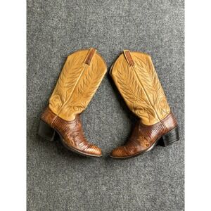 Womens Dan Post Vintage Teju Lizard Western Cowboy Boots Made in USA, Size 5 C